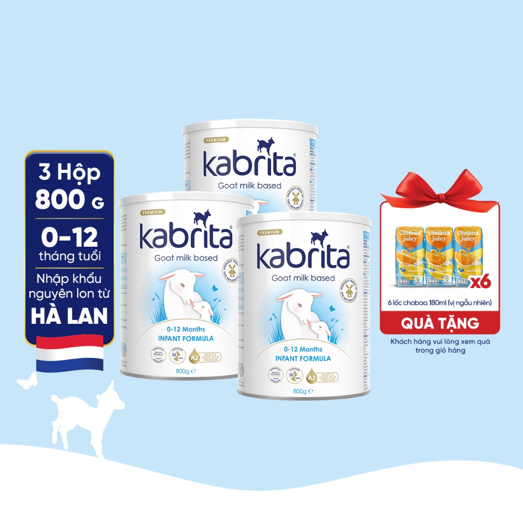 Combo 3 lon Sữa dê Kabrita số 1 cho trẻ - Lon 800g