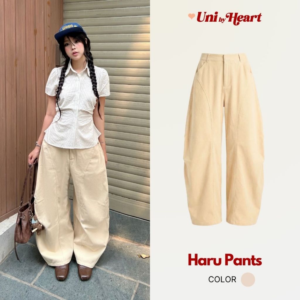 Quần kaki ống cong Haru Pants QD030 xếp ly 2 bên, cá tính - Uni By Heart