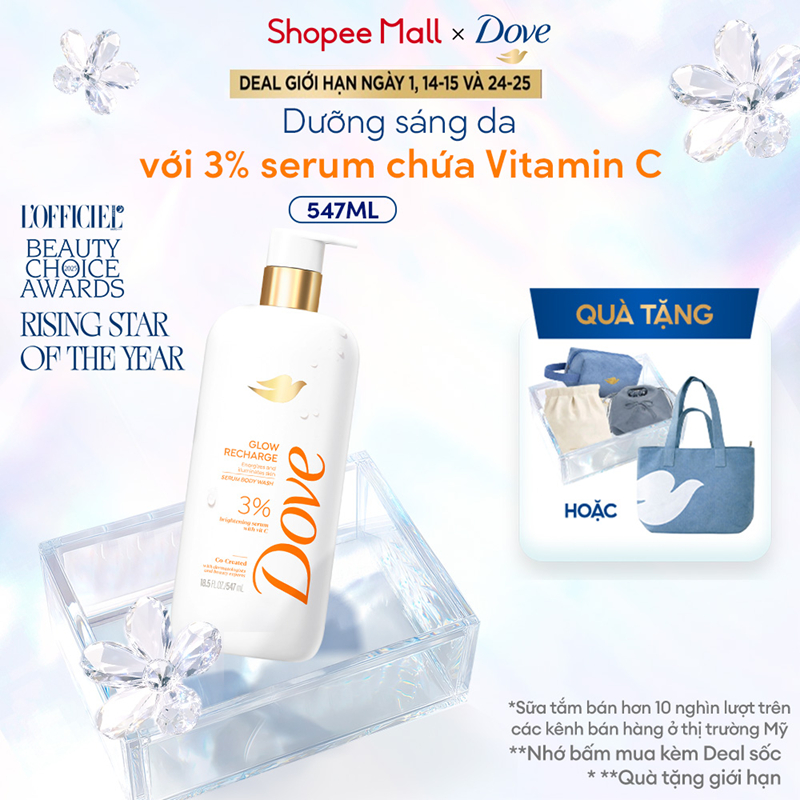 Sữa tắm Dove Vitamin C dưỡng sáng da - Glow Recharge 547ml | BigBuy360 - bigbuy360.vn