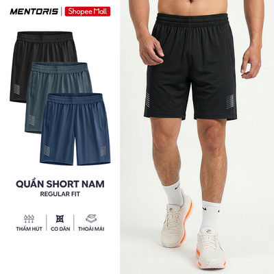 Quần Short Nam MENTORIS Vải Brick Texture Co Giãn Tốt,Form Thể Thao Năng Động,Dễ Vận Động MASR26S018