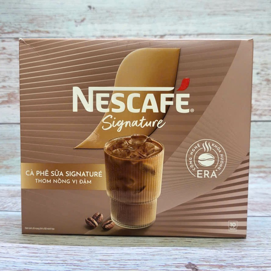 Hộp NÂU 280gr SIGNATURE / 10 gói ++ CÀ PHÊ SỮA THƠM NỒNG VỊ ĐẬM NESCAFE Instant Milk Coffee