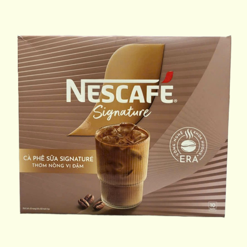 Hộp NÂU 280gr SIGNATURE / 10 gói + CÀ PHÊ SỮA THƠM NỒNG VỊ ĐẬM NESCAFE Instant Milk Coffee