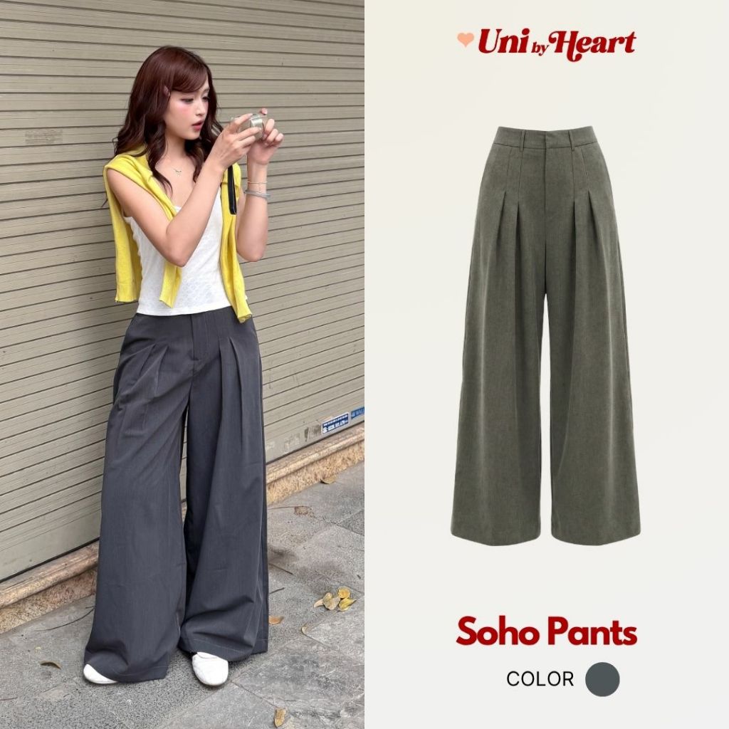 Quần ống suông Soho Pants QD029 xếp ly, kiểu dáng trẻ trung - Uni By Heart
