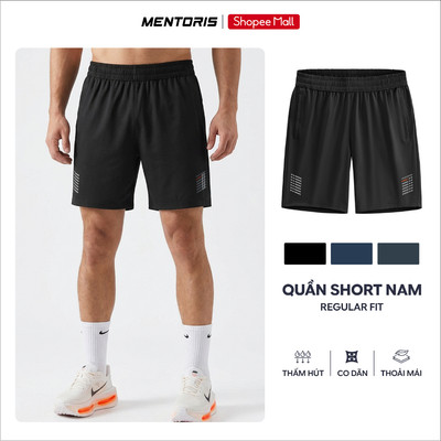 Quần Short Nam MENTORIS, Quần Đùi Vải Brick Texture Co Giãn Tốt,Form Thể Thao,Dễ Vận Động MASR26S018