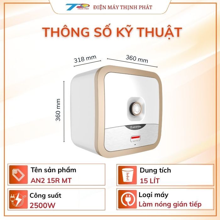 Bình nóng lạnh Ariston AN2 15R MT; AN2 30R MT (15L; 30L) trung cao cấp| LĐat nội thành HN & quanh LB