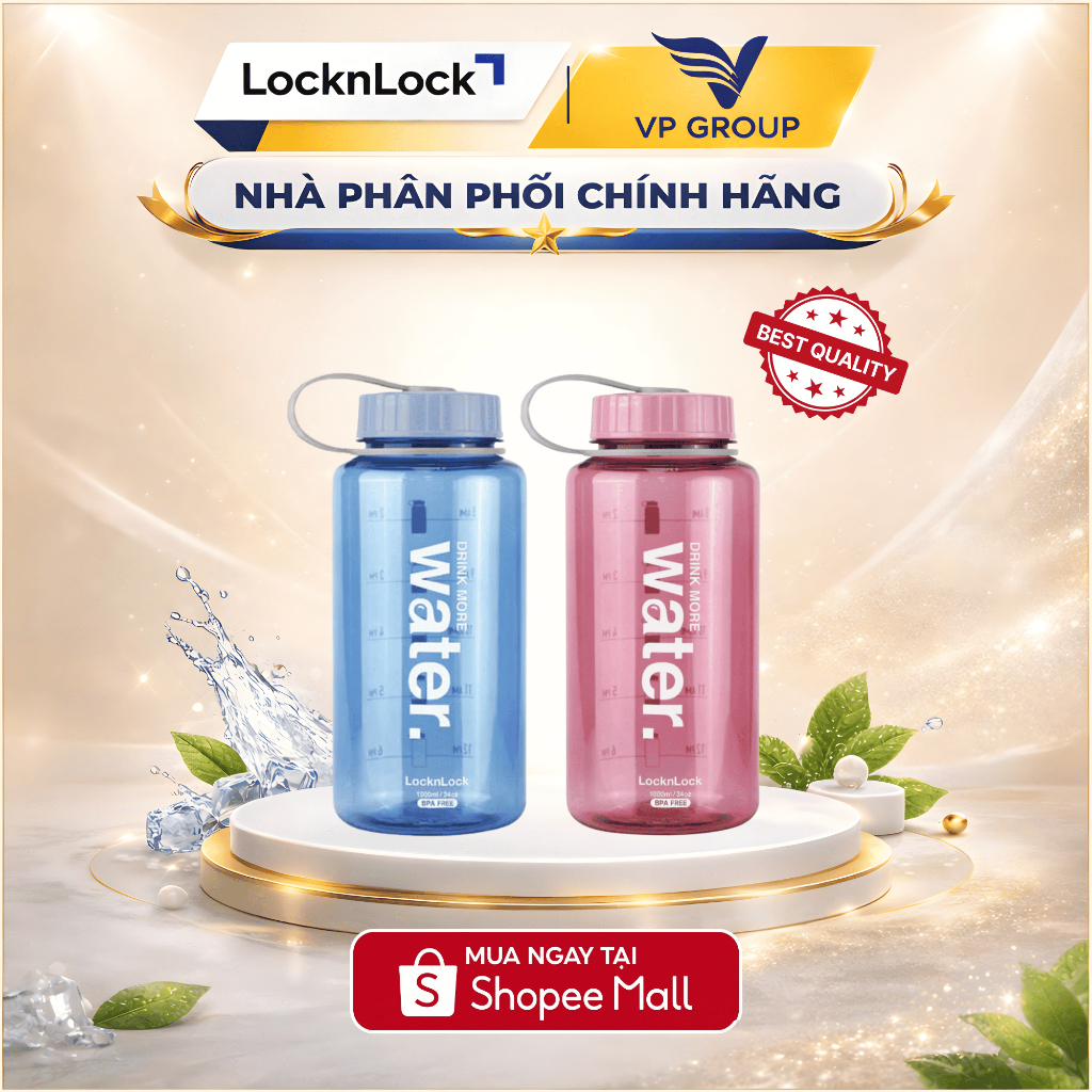Bình nhựa LocknLock chính hãng 1L -  ABF610NPIK / ABF610NBLU (Hồng/Xanh)