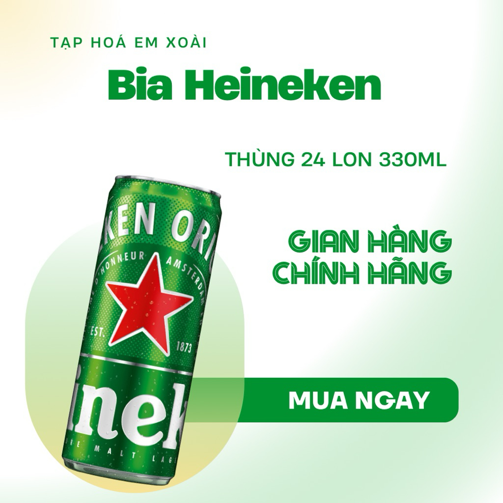 [ Bia ] Thùng 24 lon Bia Heineken Sleek 330ml ( Bia Heineken Xanh )