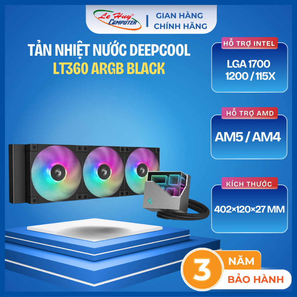Tản Nhiệt Nước DEEPCOOL LT360 ARGB BLACK - Hàng Chính Hãng