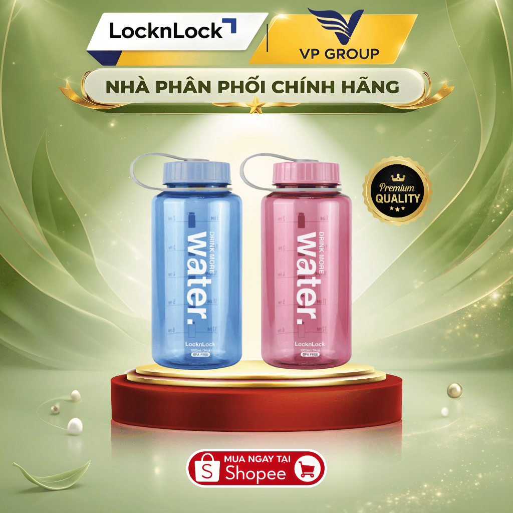 [CHÍNH HÃNG] Bình nước LocknLock Helper Bottle 1L - ABF610 -  Màu hồng/Xanh (VPG)