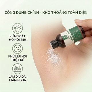 Bột Thảo Mộc Khử Mùi Hôi Nách Xanh 18g Giảm Mùi Cơ Thể, Giữ Vùng Dưới Cánh Tay Khô Thoáng 24h