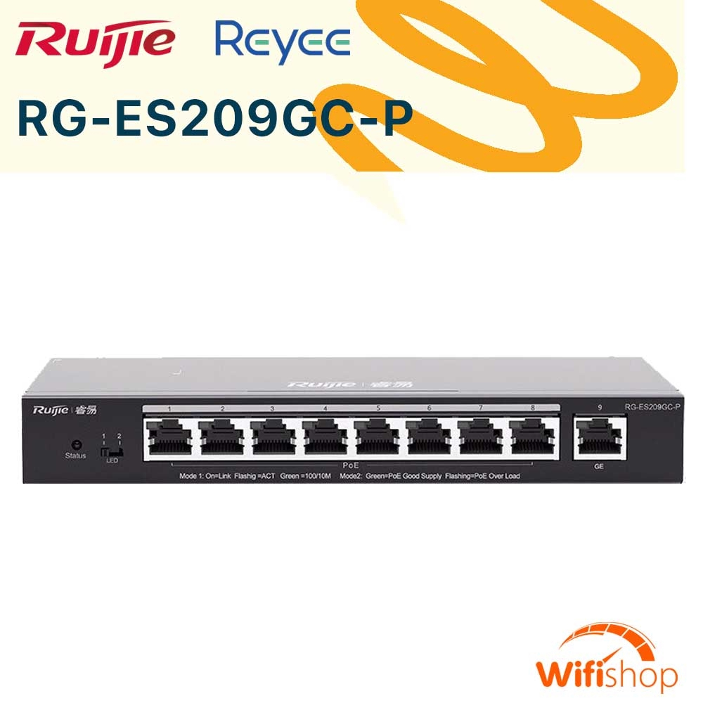 (SWITCH) Switch Ruijie Reyee RG-ES209GC-P 9 Cổng POE Gigabit Smart Cloud Managed