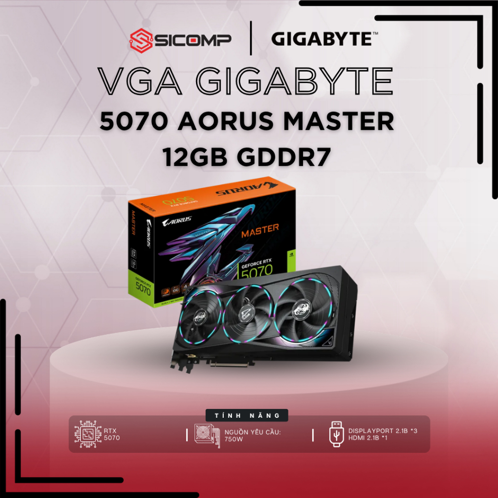 [FV] VGA GIGABYTE 5070 AORUS Master 12GB GDDR7, BH 3Y
