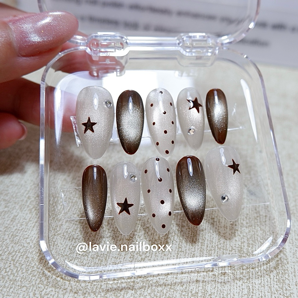 L013 - NAIL BOX THIẾT KẾ - MẪU MẮT MÈO TÔNG NÂU TRÀ SỮA