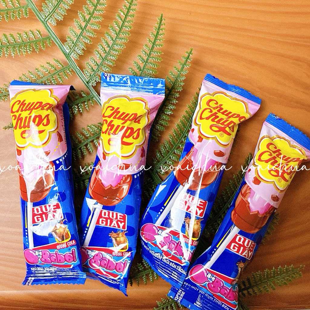 Combo 10 cái Kẹo Mút Chupa Chups Với Gum Thổi Big Babol Bên Trong Hương Cola