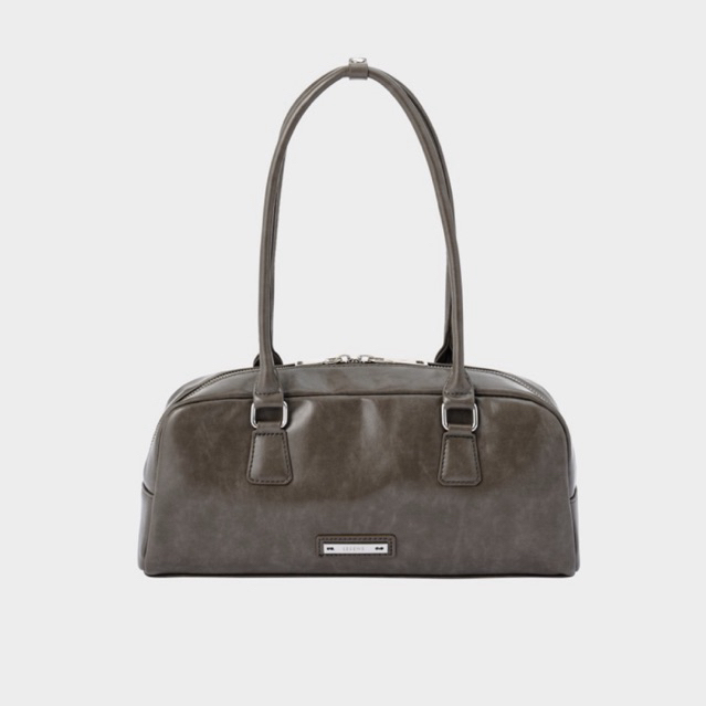 Túi Xách Sensse / Lesens Đeo Vai Da PU Có Khoá Kéo Màu Xám Logo Kim Loại - Beau Handle Bag