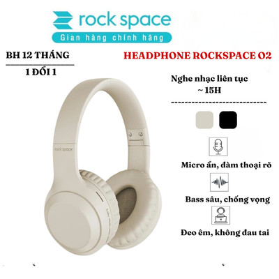 Headphone tai nghe bluetooth chụp tai không dây Rockspace O2 có mic hàng chính hãng BH 1 năm