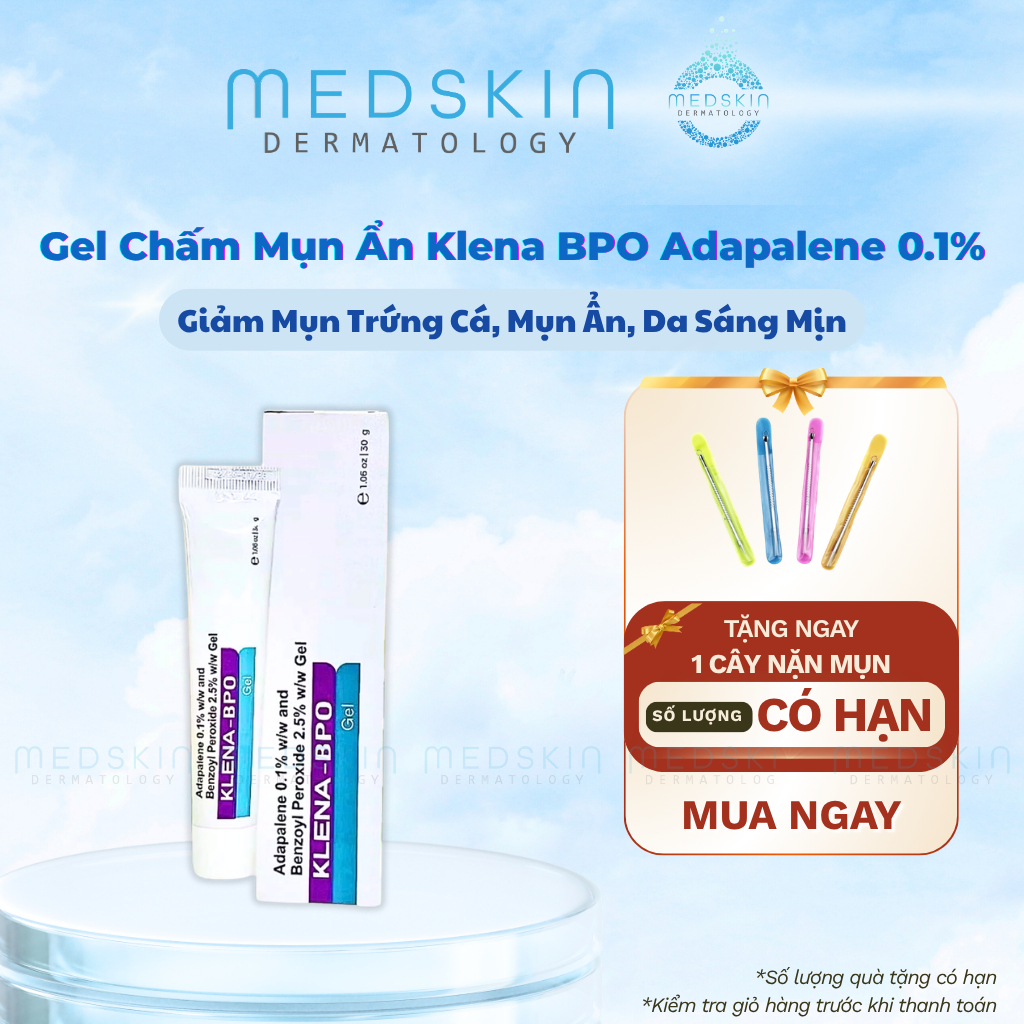 Gel Chấm Mụn Ẩn Klena BPO Adapalene 0.1% - Hỗ Trợ Giảm Mụn Trứng Cá, Mụn Thâm, Giúp Da Sáng Mịn 30g