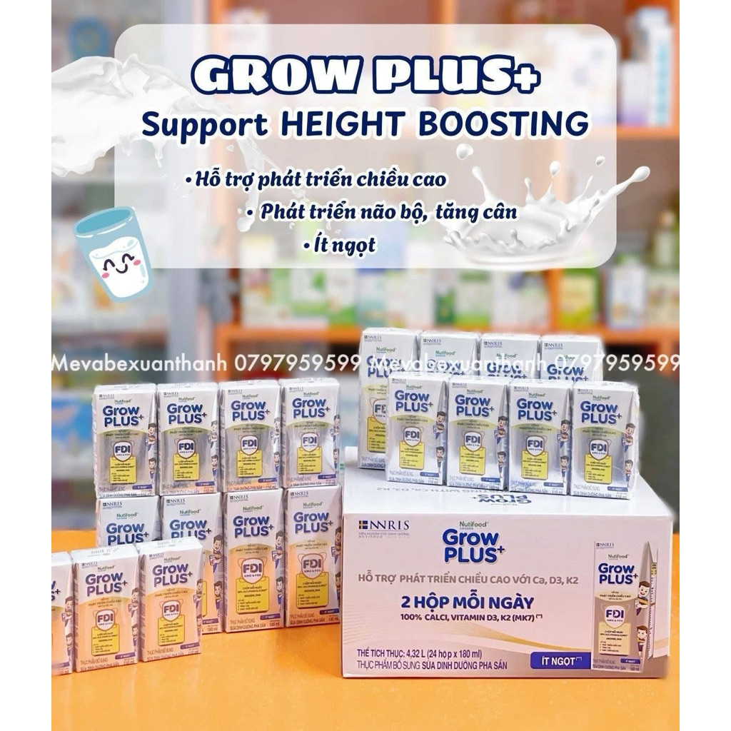 Sữa pha sẵn Grow plus+ BẠC thùng pha sẵn 24 hộp 110ml/180ml