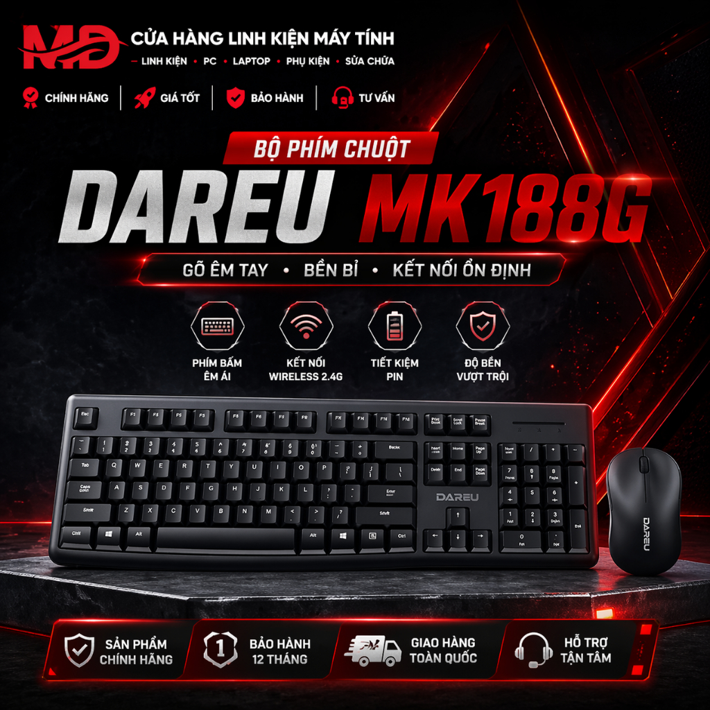 Combo Keyboard + Mouse ko dây DAREU MK188G Chính hãng FV