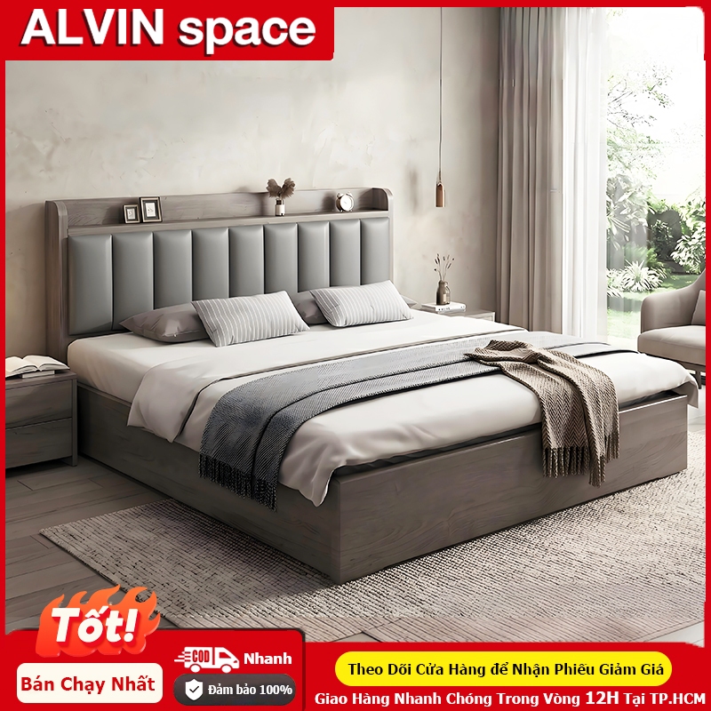 ALVIN Giường ngủ giường ngủ hiện đại Đầu giường bọc vải nhiều kích cỡ để lựa chọn có ngăn chứa đồ dưới gầm giường | BigBuy360 - bigbuy360.vn