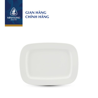 Dĩa Chữ Nhật Sứ Cao Cấp Minh Liong 36 x 26 cm - Vuông Lys - Trắng Ngà