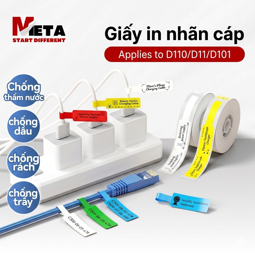 Nhãn dán cáp dùng cho máy Niimbot D110/D11/D101