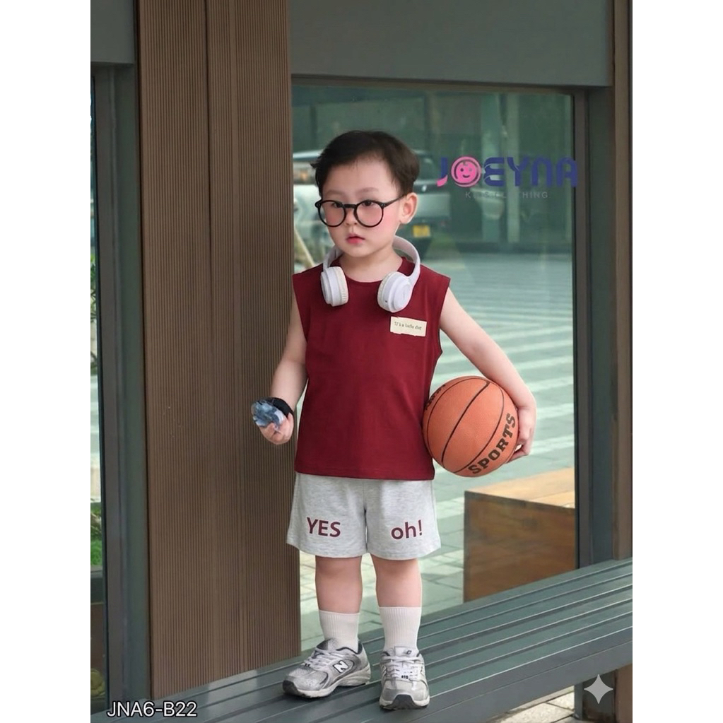 Bộ Quần Áo Ba Lỗ bé trai chất cotton siêu đẹp họa tiết Yes Oh siêu xinh, -Kool--MÃ YES OH