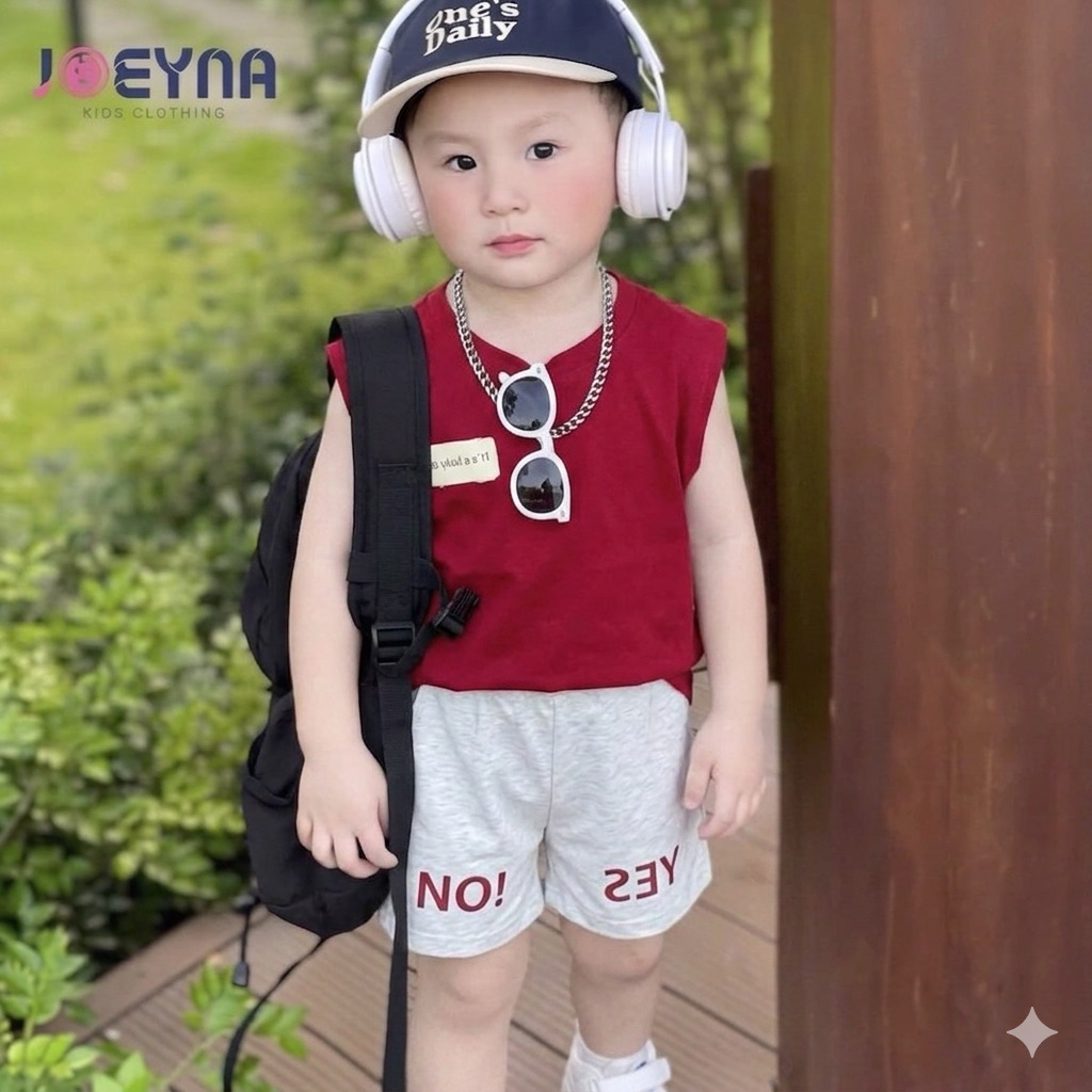 Bộ Quần Áo Ba Lỗ bé trai chất cotton form đẹp họa tiết Yes Oh siêu xinh, ---MÃ YES OH