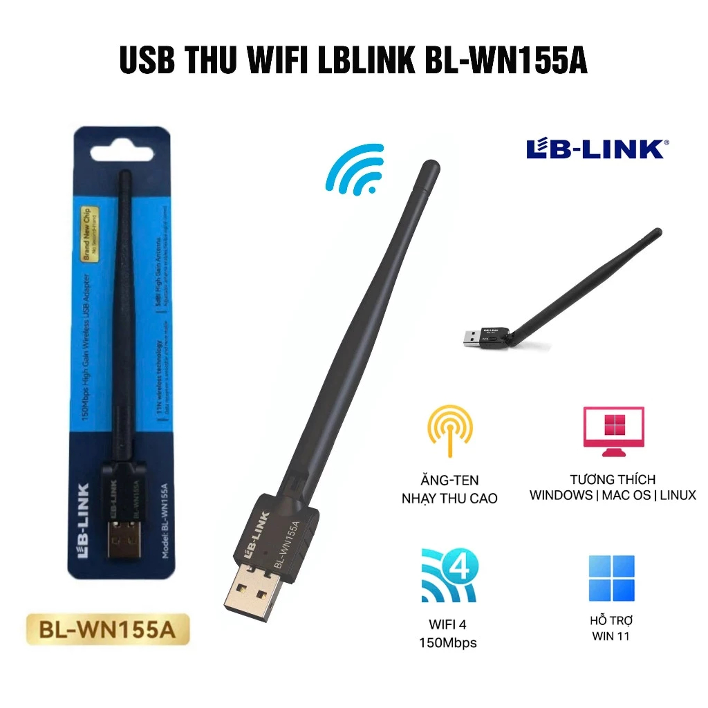 USB Thu Wifi Cho PC-Laptop LB-Link BL-WN155A - Hàng Chính Hãng