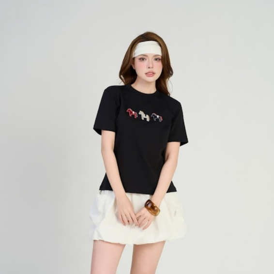 Áo Thun Nam Nữ Thêu Ngựa GUNO Cao Cấp Trơn Màu Cotton Co Dãn 4 Chiều Thoáng Mát SP5 26AG06/AB11 | BigBuy360 - bigbuy360.vn