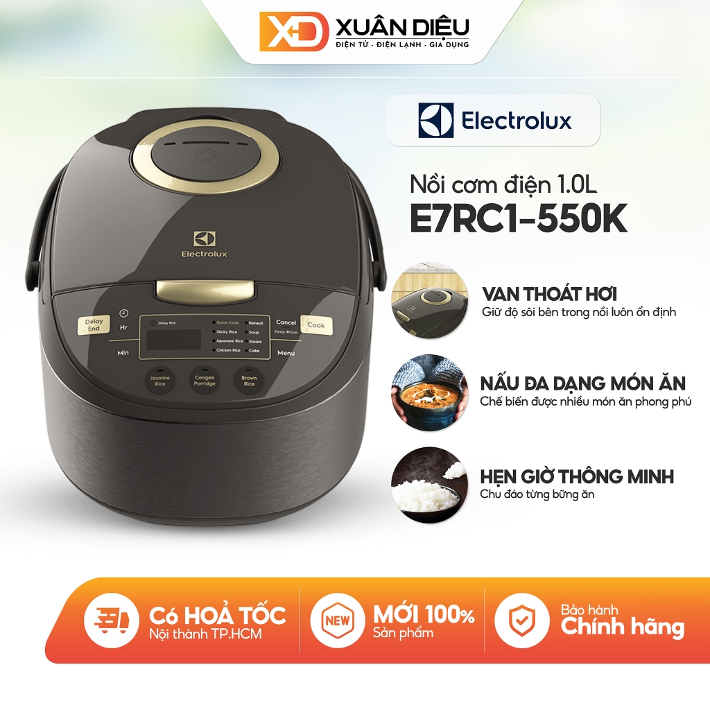 Nồi cơm điện tử Electrolux 1 lít E7RC1-550K | Công Suất 744W | Bảo Hành Chính Hãng 2 Năm