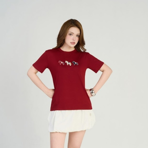 Áo Thun Nam Nữ Thêu Ngựa GUNO Cao Cấp Trơn Màu Cotton Co Dãn 4 Chiều Thoáng Mát SP5 26AG06/AB11 | BigBuy360 - bigbuy360.vn