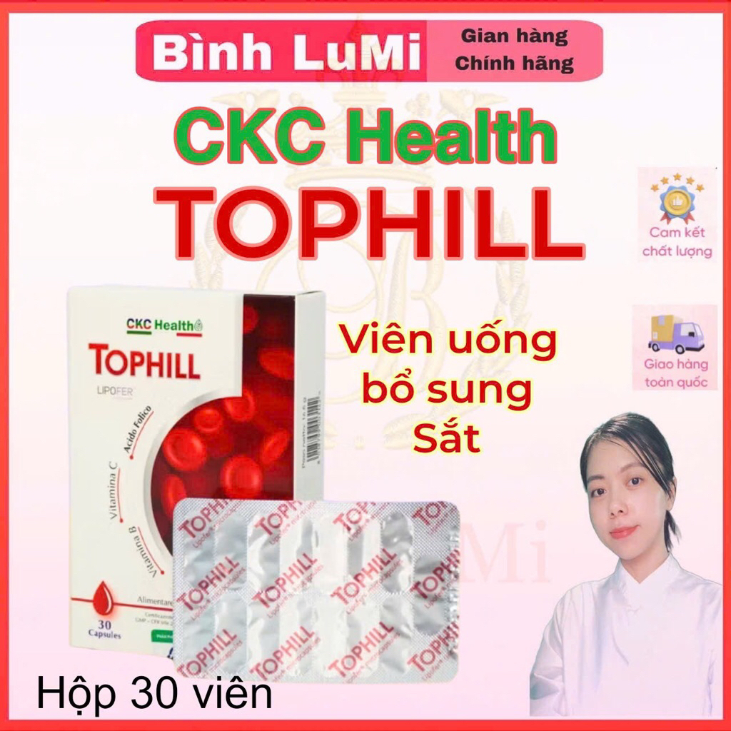 Sắt sinh hoc tophill CKC Health - tpbvsk tophill bổ sung sắt - axid folic  - vitamin c - vitamin b