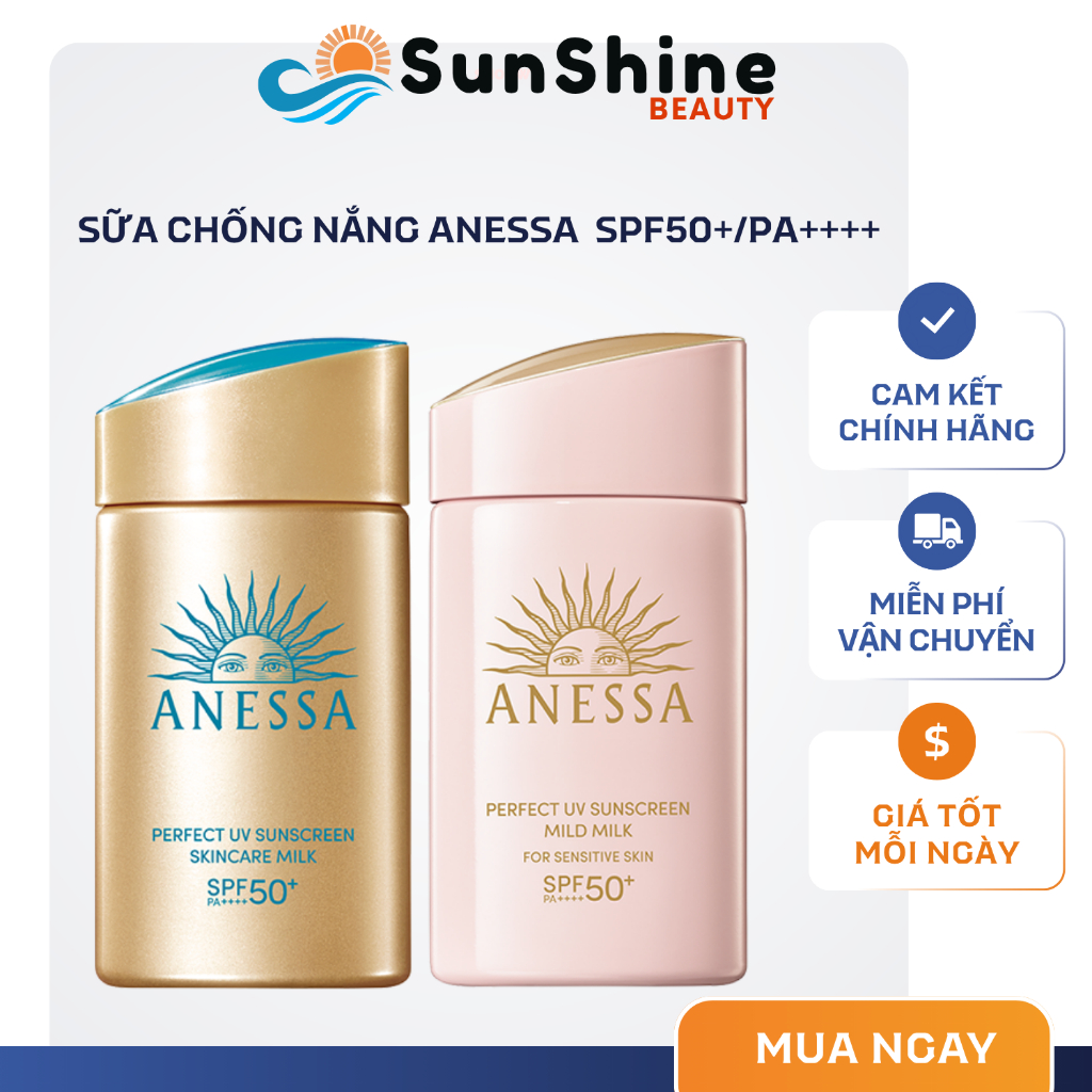 Sữa Chống Nắng Anessa Perfect UV Sunscreen Mild Milk & Skincare Milk 60ml