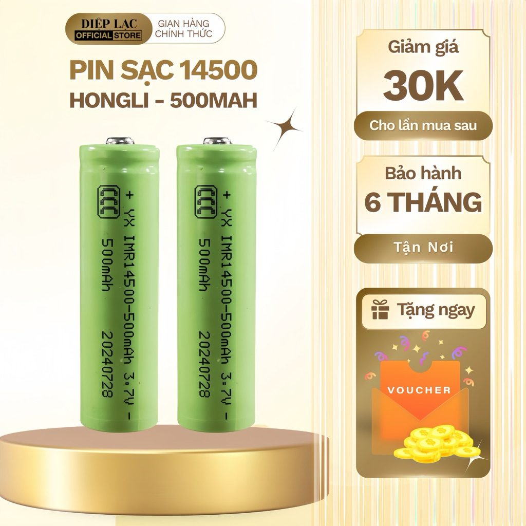 Pin Sạc 14500 3.7-4.2V Đầu lồi dùng cho đèn pin, tăm nước, robot hút bụi... Đèn pin đèn pin đèn pin