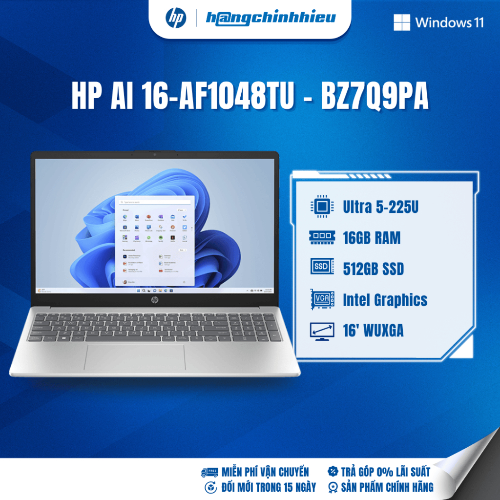 Laptop HP OmniBook 5 AI 16-af1048TU BZ7Q9PA Ultra 5-225U | 16GB | 512GB | Intel Graphics | 16' WUXGA