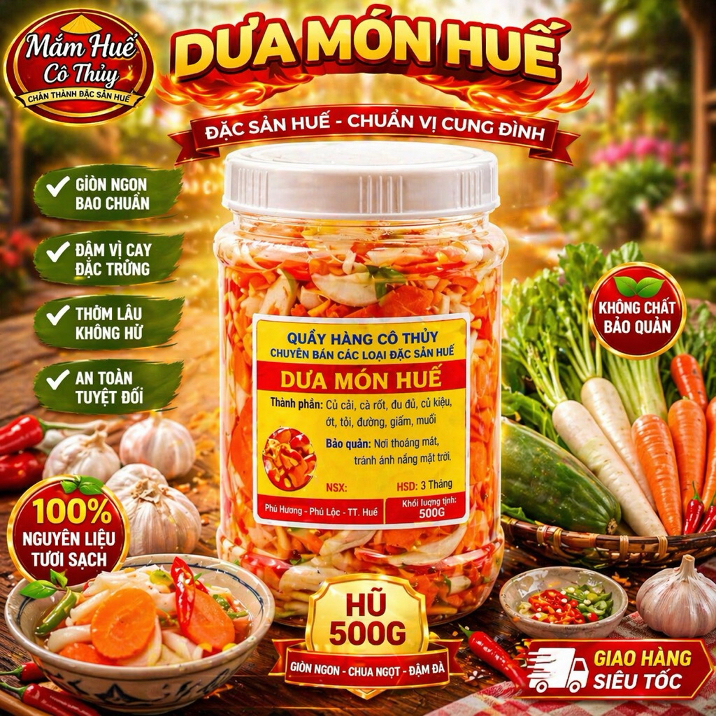 Dưa món Huế hũ 500g - MẮM HUẾ CÔ THUỶ