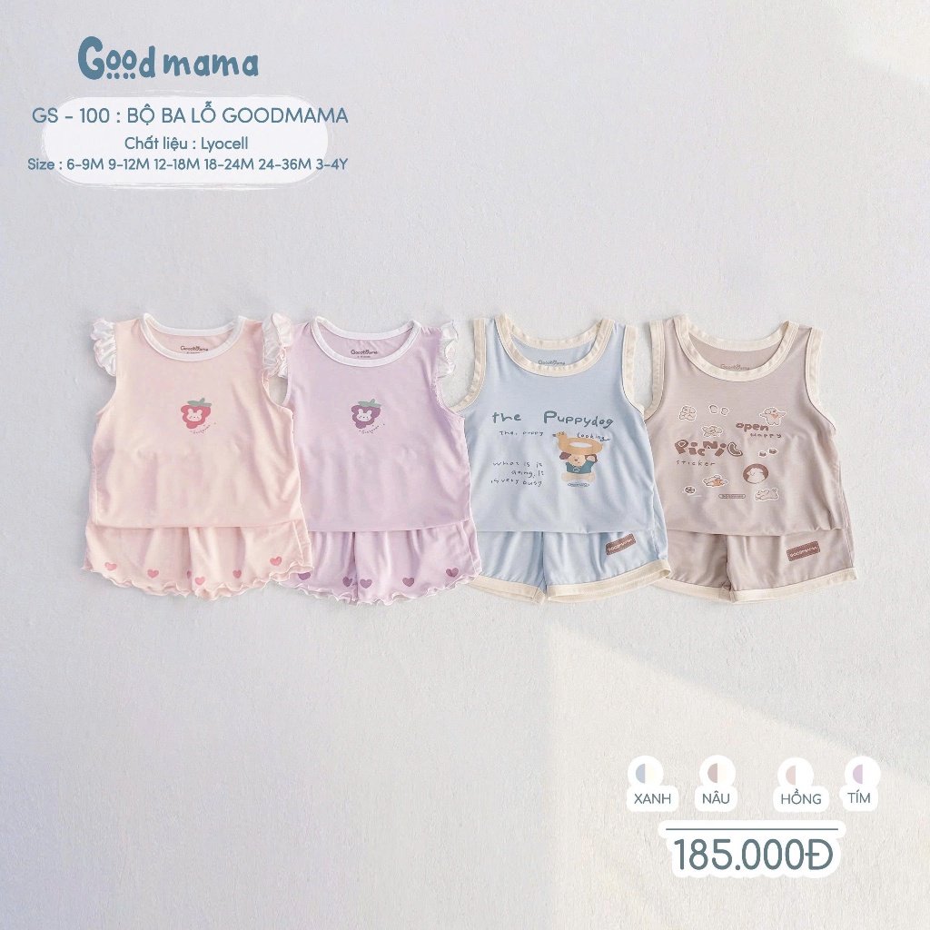 GS100 Bộ ba lỗ Goodmama cho bé từ 6 tháng đến 4 tuổi