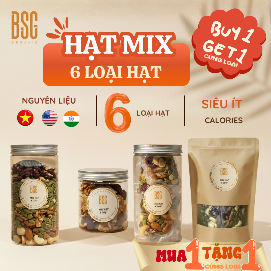 [MUA 1 TẶNG 1 CÙNG LOẠI] Granola Siêu Hạt Không Yến Mạch 6 Loại Hạt (Macca, Hạt Điều, Hạnh Nhân, Óc 