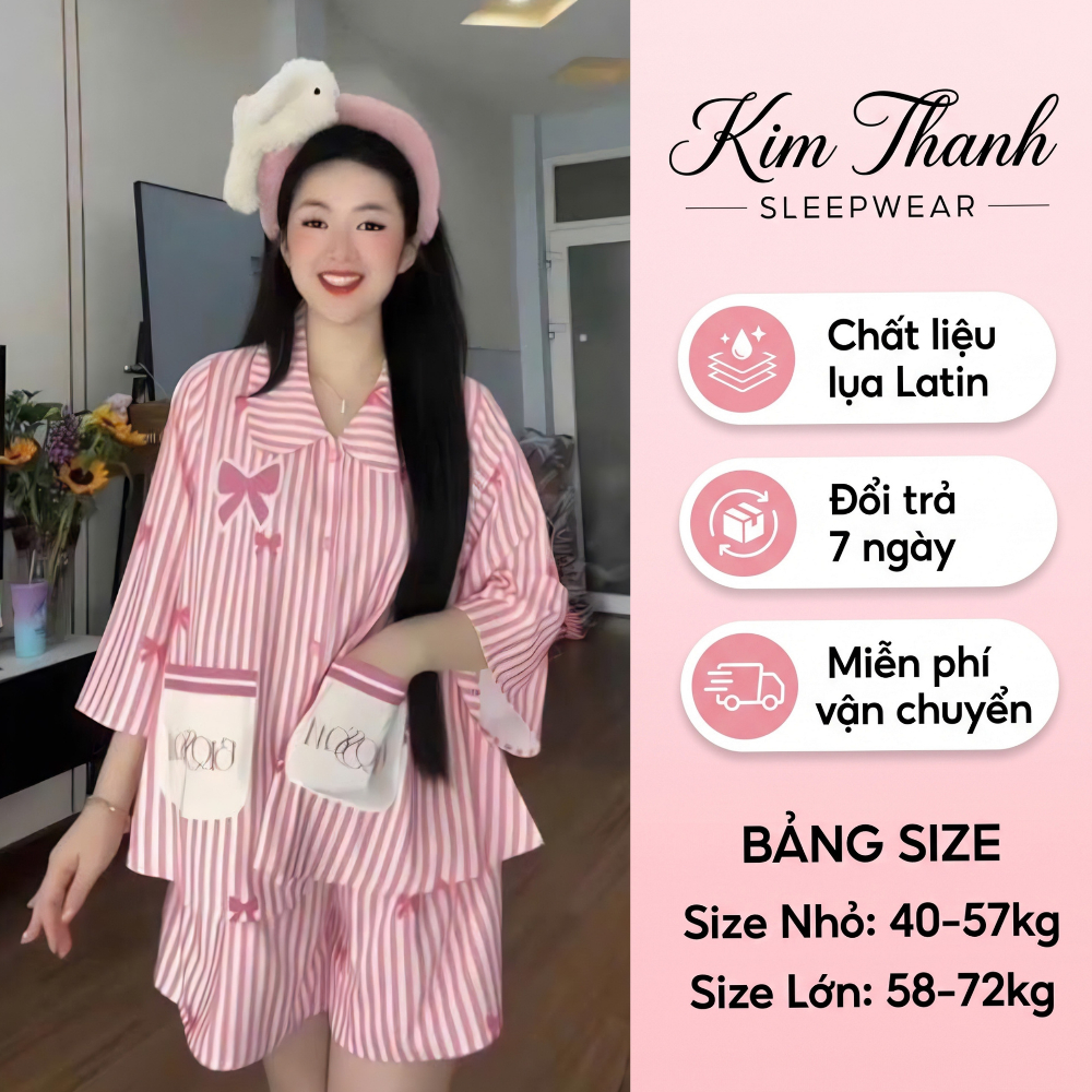 Đồ Bộ Tay Lỡ Q9 Kim Thanh - Lụa Latin Short Bông Hai Túi Mát Mịn Sang Chảnh Size 40-70kg | BigBuy360 - bigbuy360.vn