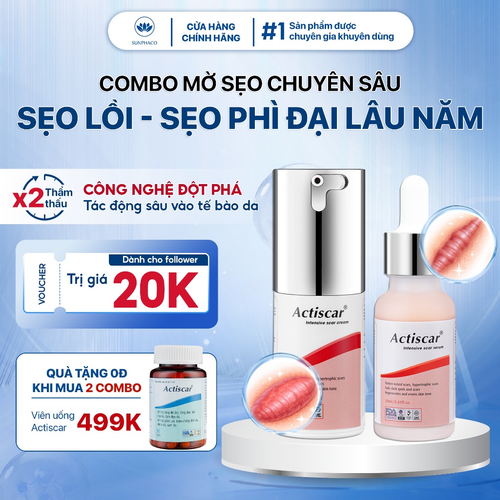 Kem Và Serum Chuyên Sâu Actiscar Hỗ Trợ Làm Mờ Sẹo Lồi, Sẹo Phì Đại, Sẹo Thâm Lâu Năm