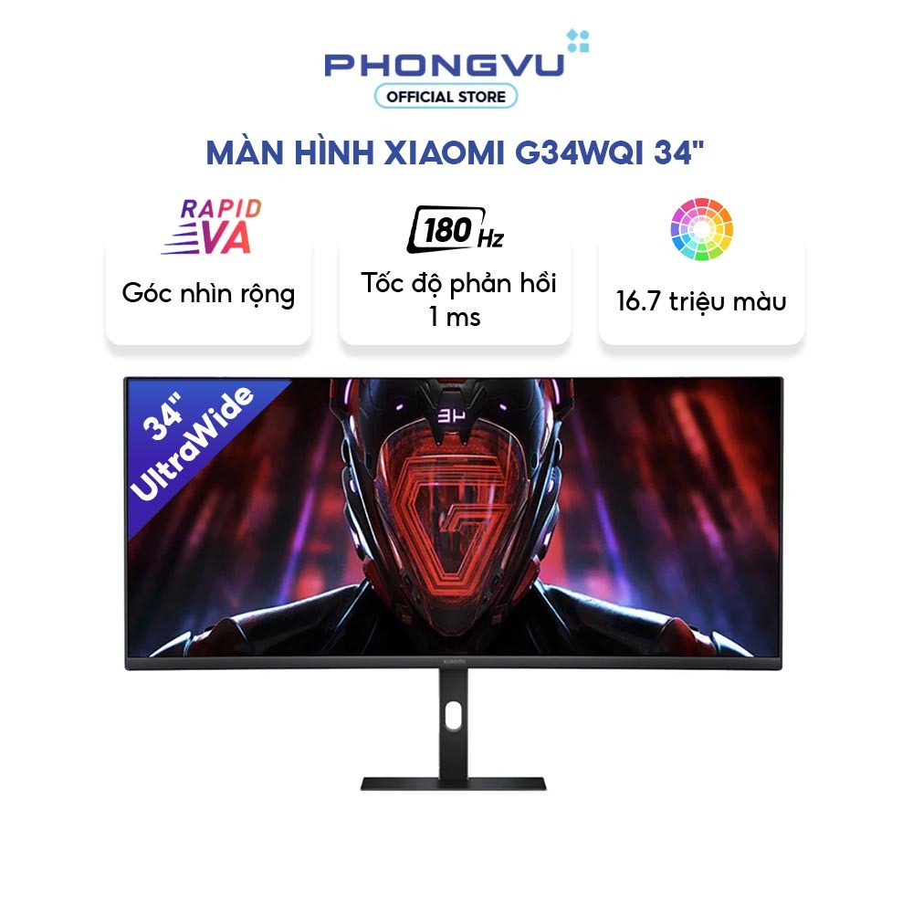 Màn hình Cong Gaming Xiaomi G34WQi 34 inch - 3K WQHD - 180Hz - 1ms - VA - Bảo hành 36 tháng