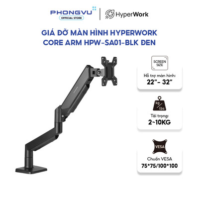 Giá đỡ màn hình HyperWork Core Arm HPW-SA01 - Trợ lực Piston - Tải trọng 10kg - Bảo hành 24 tháng