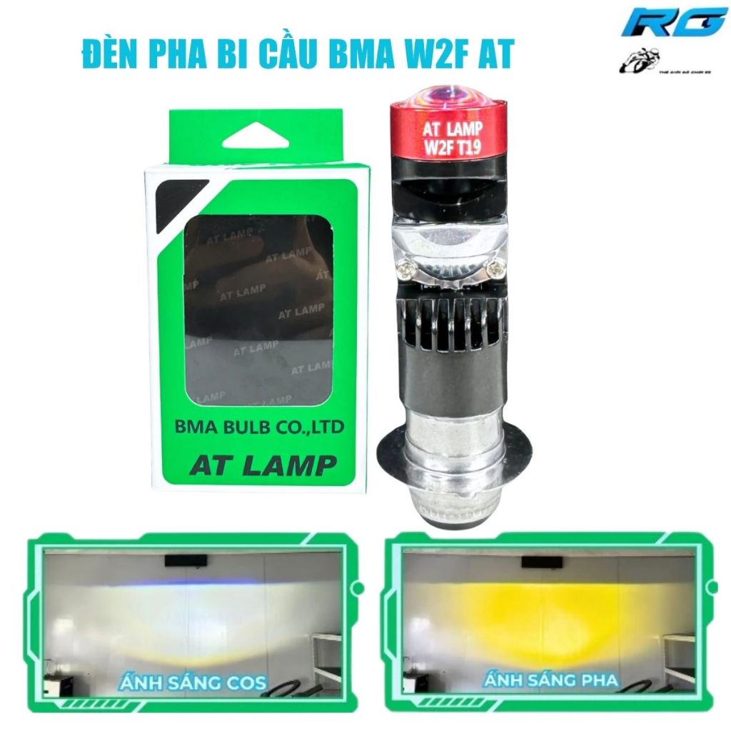 Đèn Pha Bi Cầu W2F AT BMA - Cos Trắng Pha Vàng Chân M5 Siêu Sáng, Sắc Nét Lắp Xe Máy Chân M5/T19