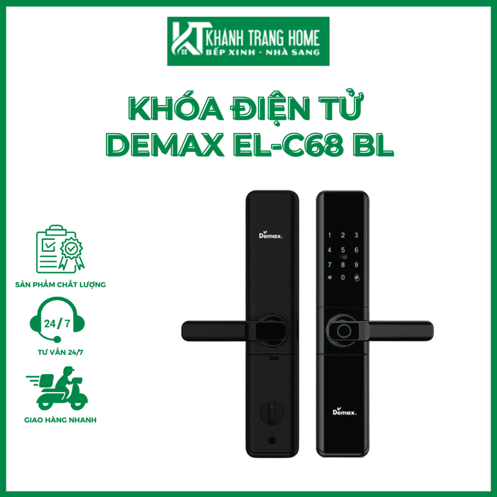 Khóa điện tử Demax EL-C68 BL tiêu chuẩn Đức App TTlock xuất xứ Malaysia - Khánh Trang Home