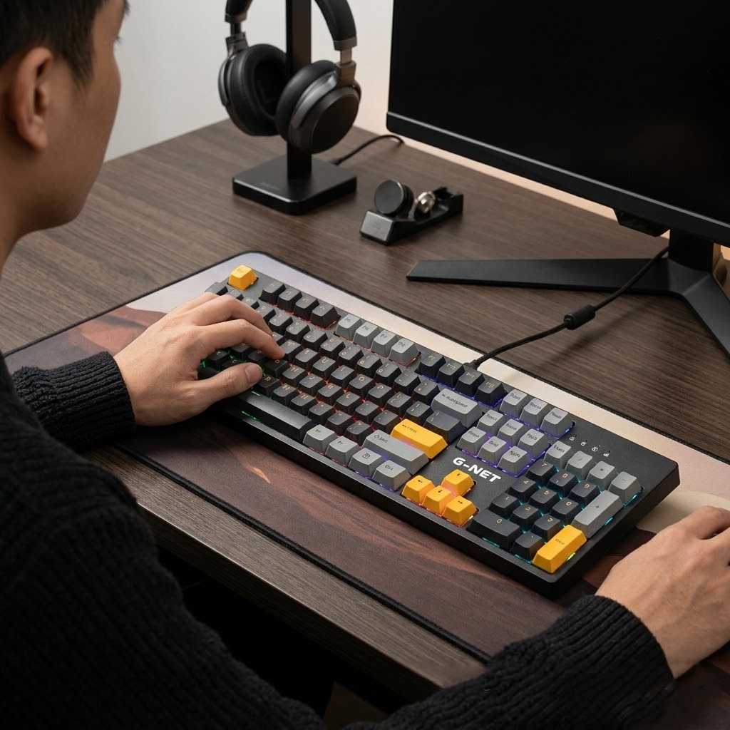 Bàn phím cơ quang g-net gk318 thanh lý giá rẻ switch quang hotswap chống nước độ bền cao cho game th