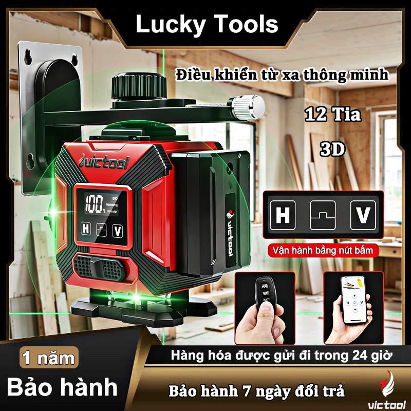 Victool máy cân bằng laser siêu sáng phiên,máy bắn cốt laze 12 tia,máy bắn laser-chùm tia laser 360°