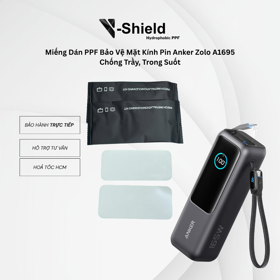 Miếng Dán PPF Bảo Vệ Mặt Kính Pin Anker Zolo A1695 – Chống Trầy, Trong Suốt
