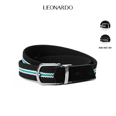 Thắt lưng nam Leonardo Mesh Nero Dây Knit Co Giãn 2 Mặt Sọc Xanh Phối Da Cao Cấp