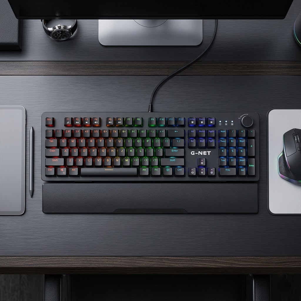 Bàn phím cơ quang g-net gk515s rgb thanh lý giá rẻ full 104 phím led rgb chống nước có kê tay bảo hà